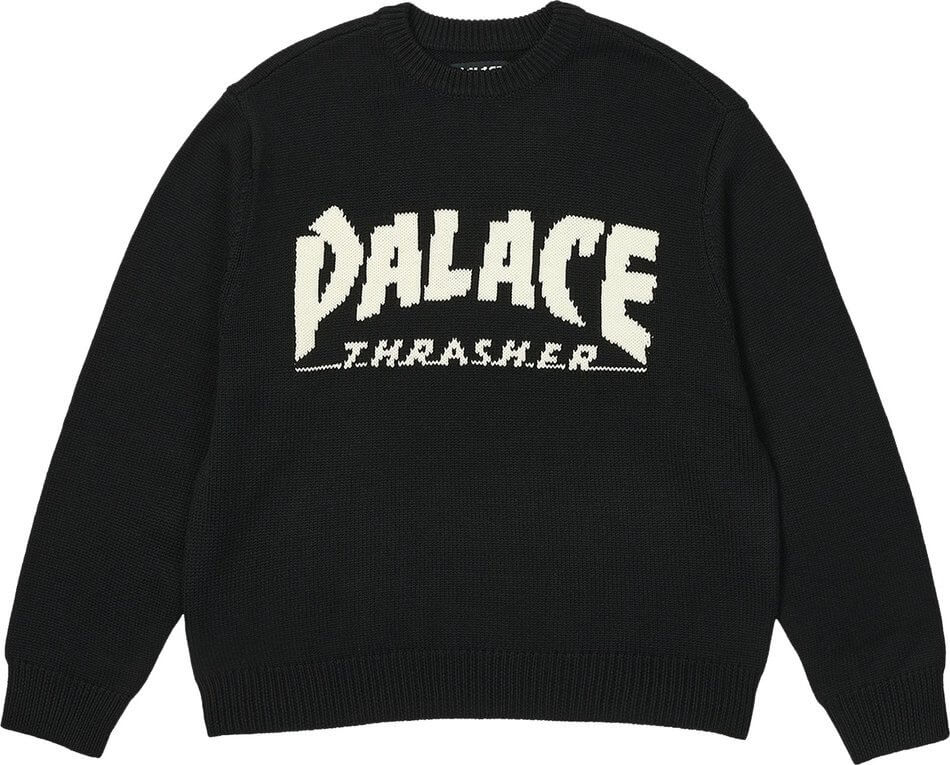 Свитер Palace x Thrasher, черный свитер с логотипом из смесовой шерсти ganni розовый