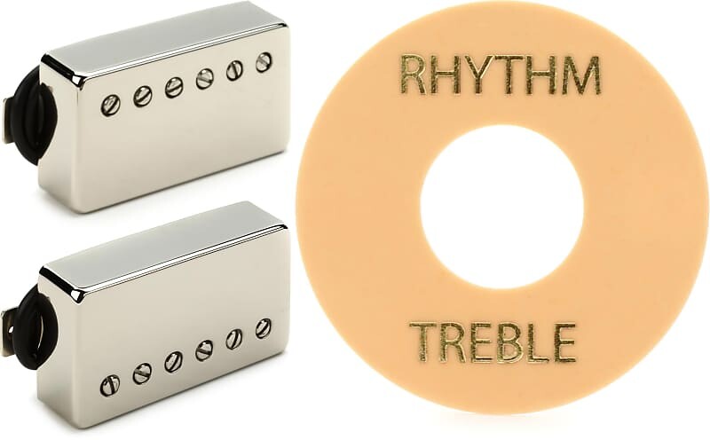 

Набор звукоснимателей Seymour Duncan Pearly Gates Humbucker из 2 предметов — никелевый комплект с аксессуарами Gibson Шайба тумблера — кремового цвета с золотым оттиском
