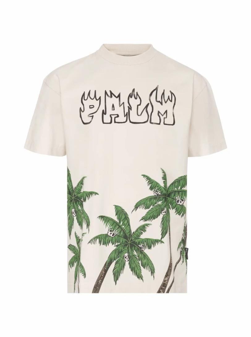 

Хлопковая футболка с принтом Palm Angels, Белый