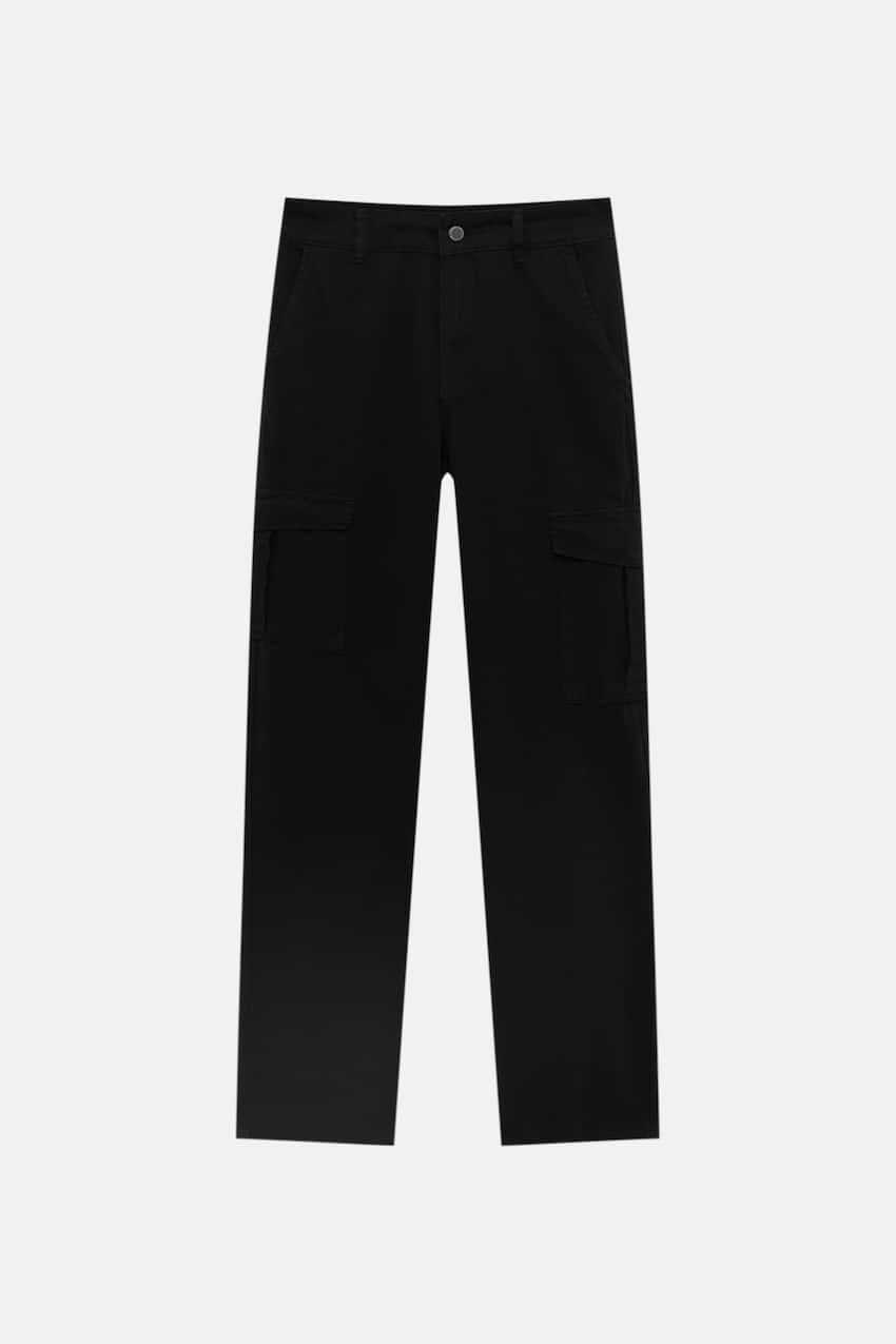 

Брюки-карго с завышенной талией Pull&Bear, черный