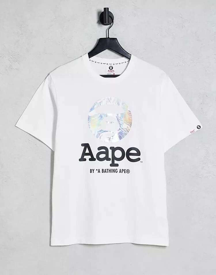 

Футболка Aape By A Bathing Ape OG Moonface Foil Camo, белый