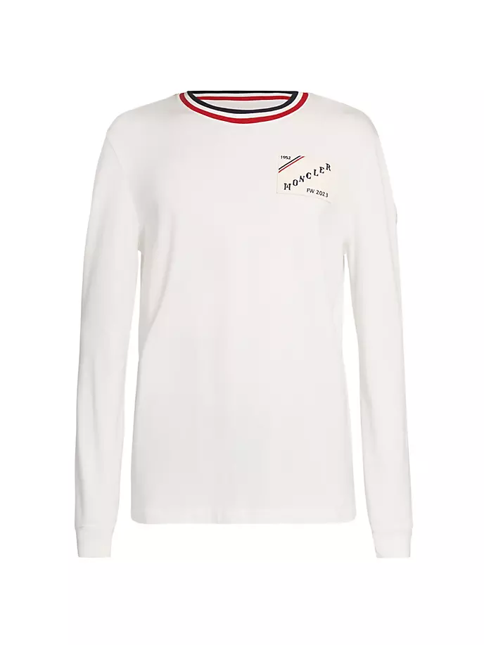 

Moncler Мужская футболка с длинным рукавом и логотипом Moncler, белый