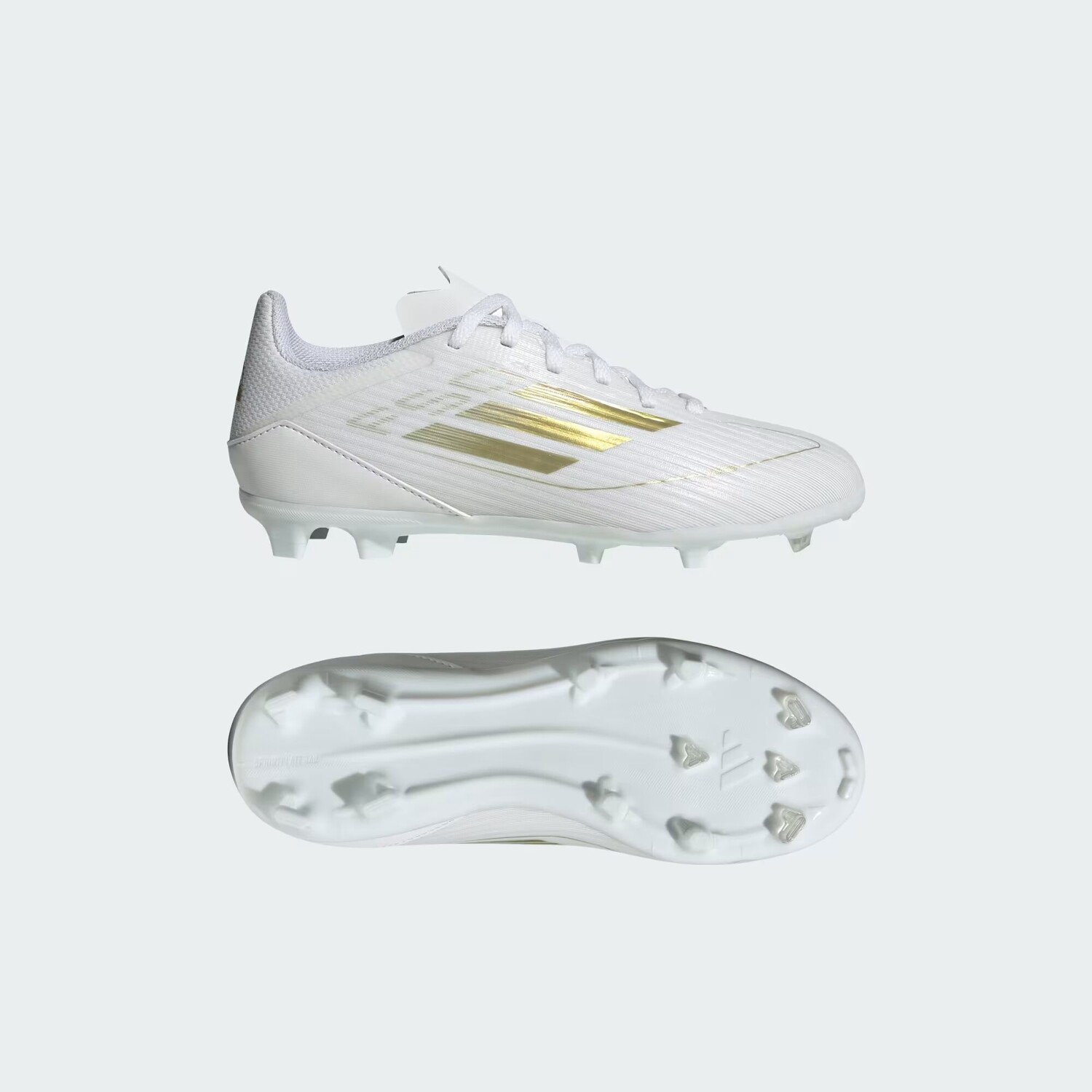 

Футбольные бутсы для игры на разных покрытиях F50 League Adidas, цвет Cloud White/Gold Metallic/Cloud White