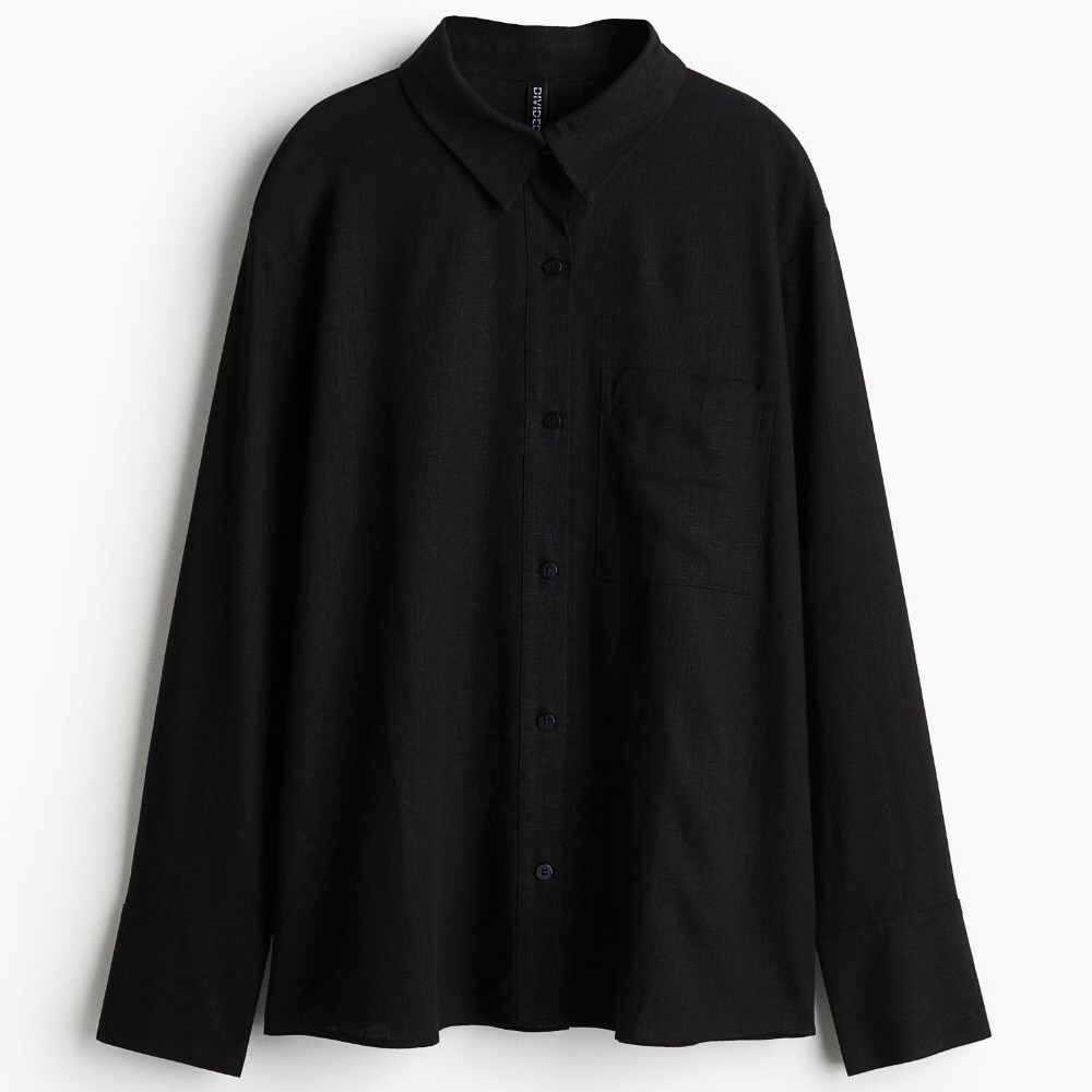 

Рубашка H&M Linen-blend, черный