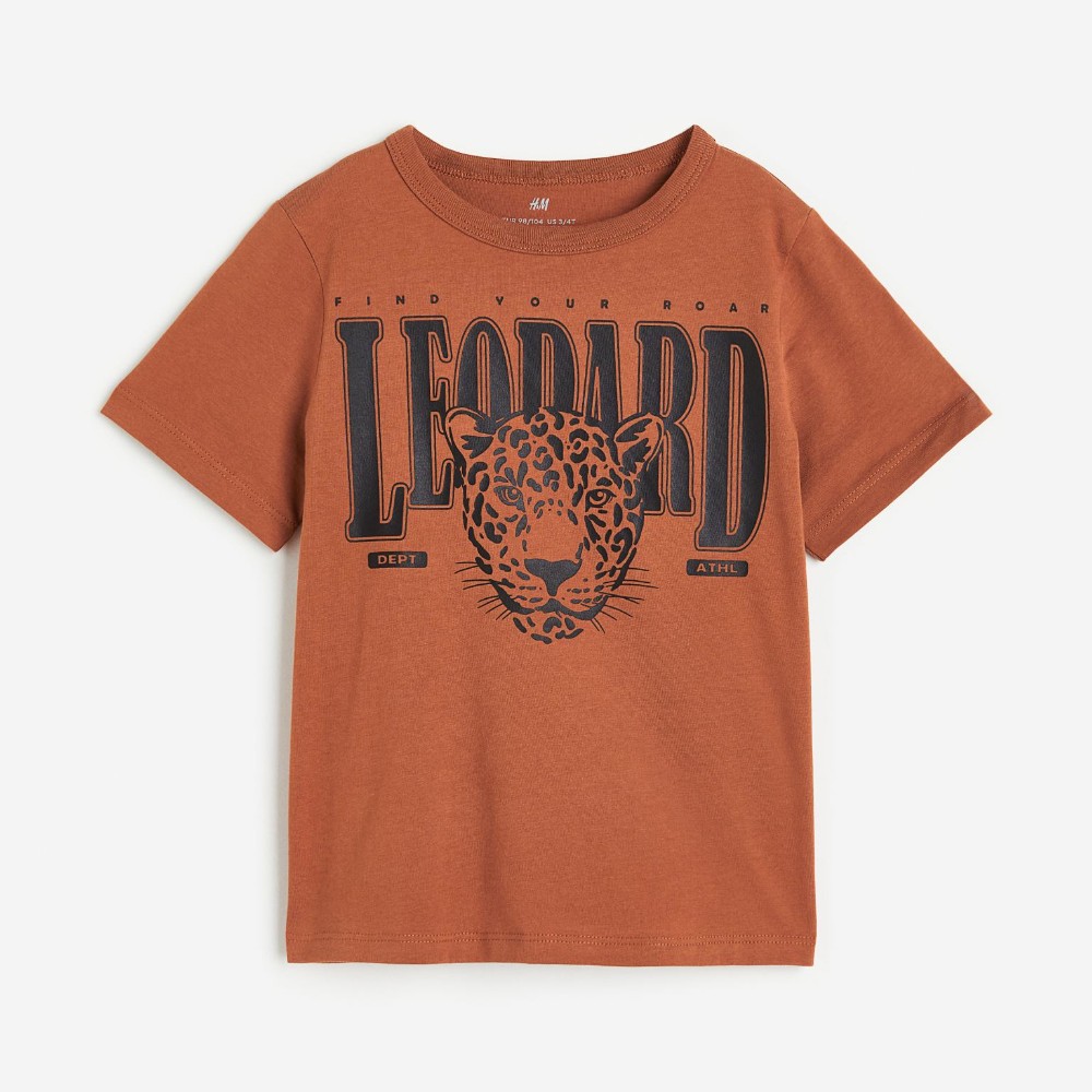 Футболка H&M Kids Printed Cotton Leopard, коричневый