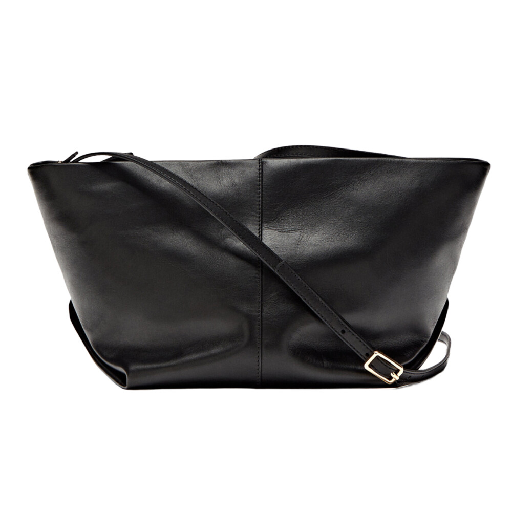 

Сумка-хобо Massimo Dutti Leather Crossbody And Pouch Trapeze, черный