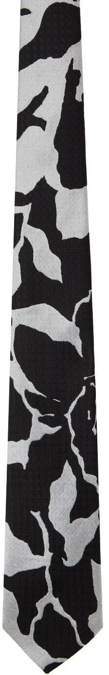 

Черно-серебряный жаккардовый галстук Dries Van Noten