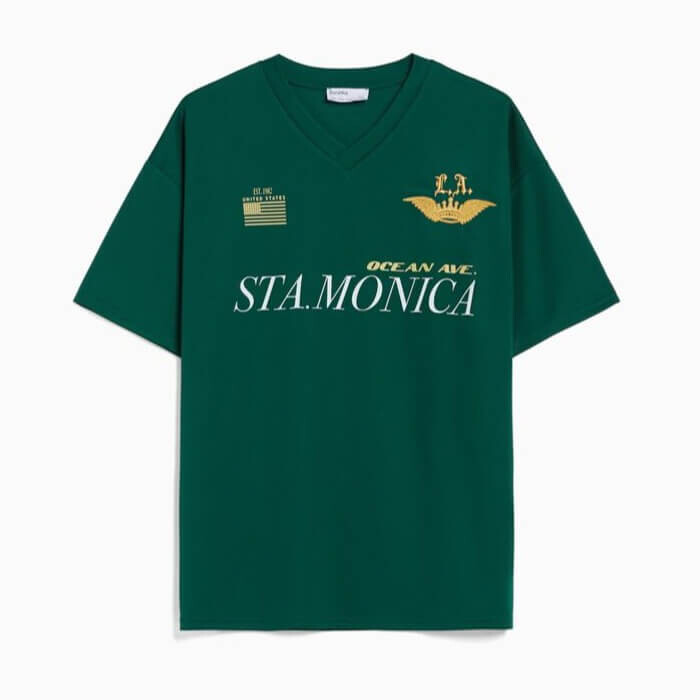

Футболка Bershka Football Polo Collar, зеленый