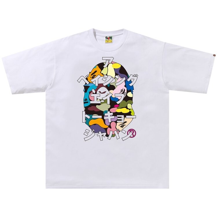 

Футболка BAPE Multi Camo Japanese Letters Relaxed Fit Tee 'White', белый