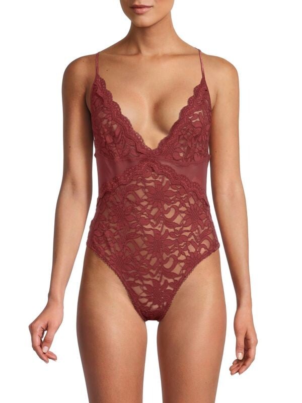 

Кружевное боди Free People из тонкого кружева speed ​​date, garnet