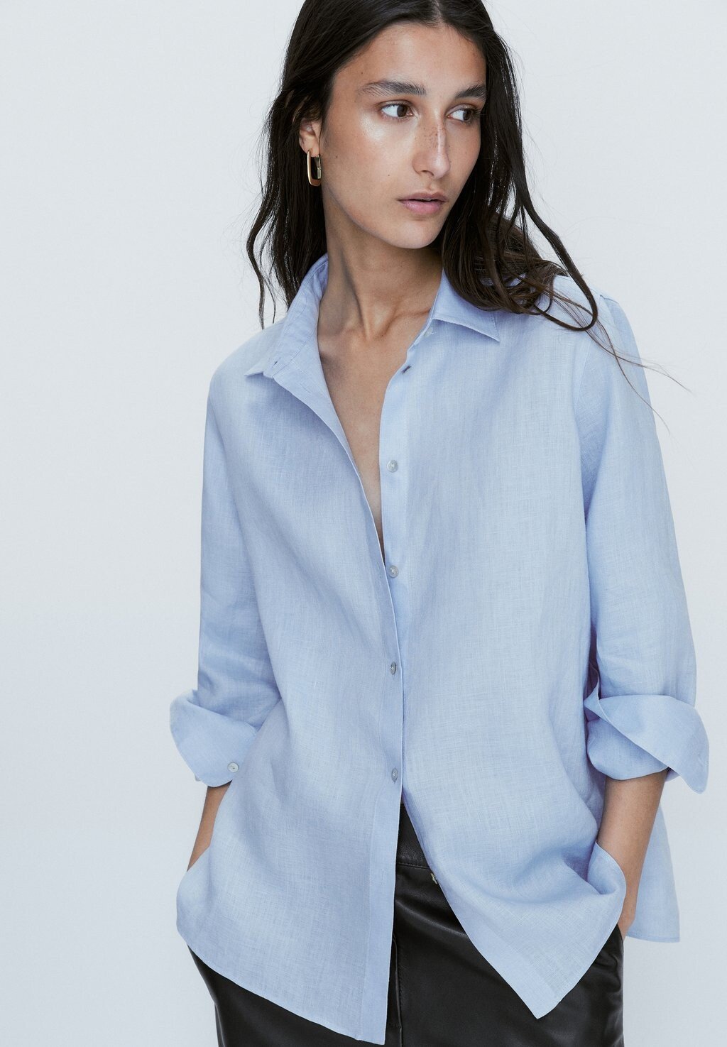 

Блузка на пуговицах Massimo Dutti, синий