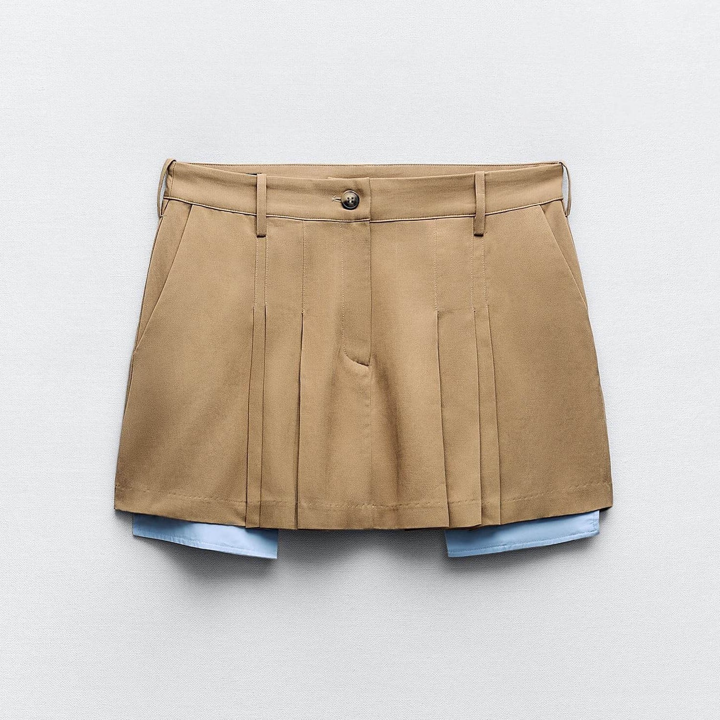Юбка-мини Zara With Drop Pockets, светло-коричневый