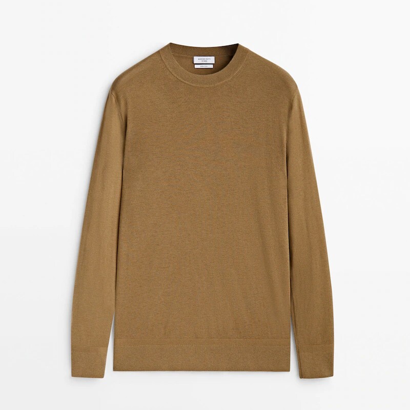 

Свитер Massimo Dutti Merino Wool And Silk Blend Studio, коричневый