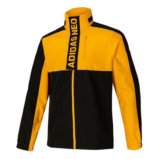Куртка Adidas neo CS C/B WB Casual Sports Black Gold Colorblock, Черный/Желтый куртка b