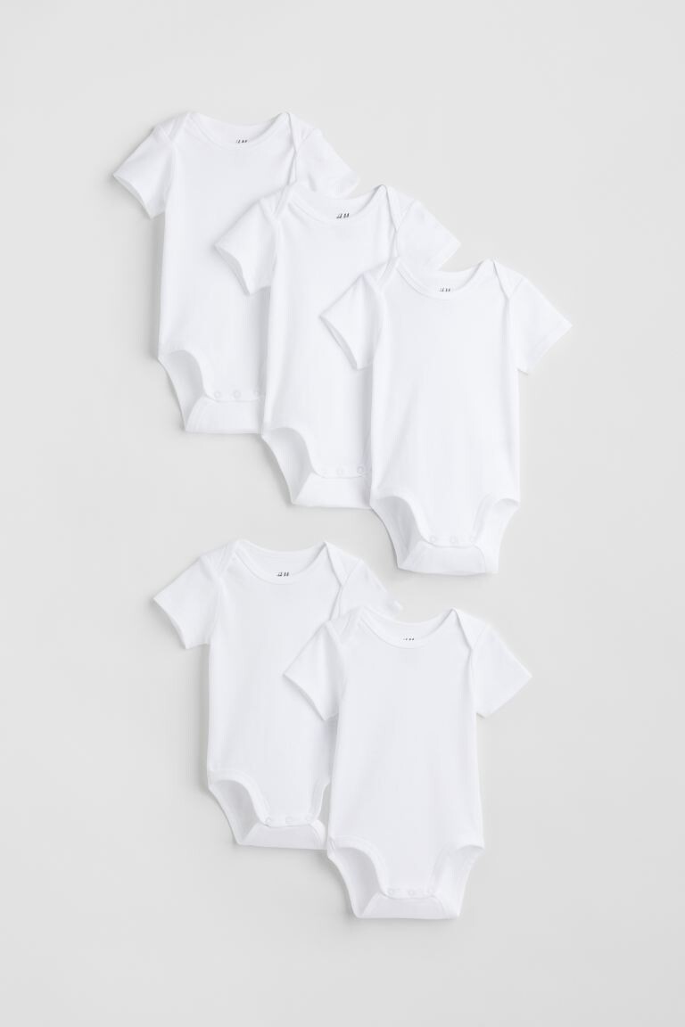 

5 комплектов боди из хлопка H&M, белый