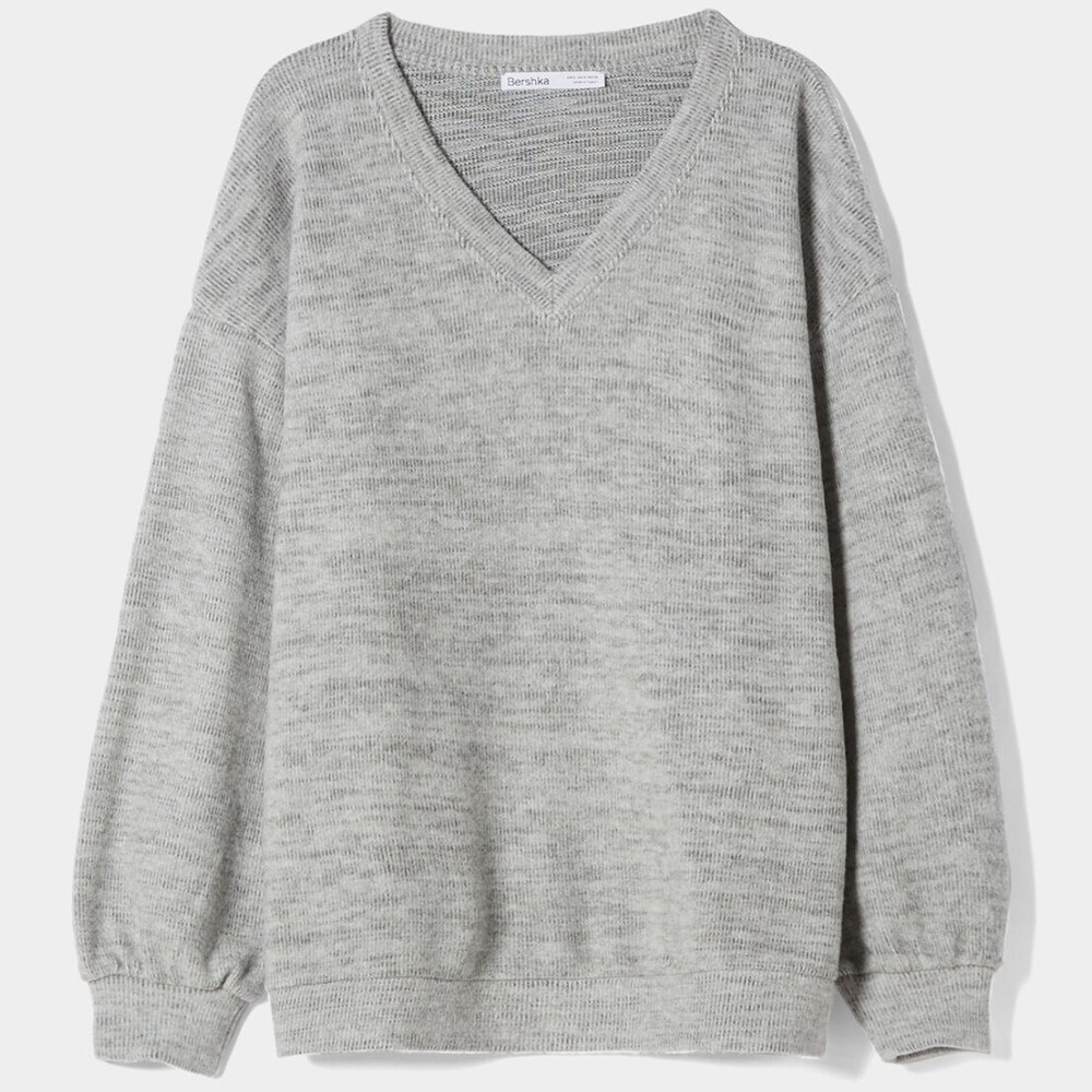 

Джемпер Bershka V-neck, серый