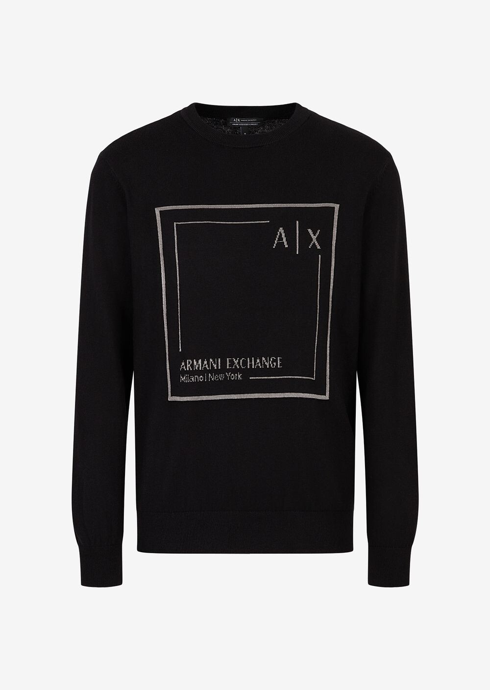

Свитер с круглым вырезом из смесового органического хлопка Armani Exchange, черный