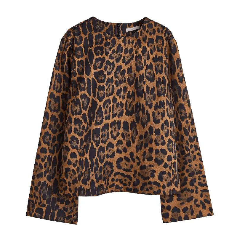 

Блузка H&M Long-sleeved, коричневый с леопардовым принтом