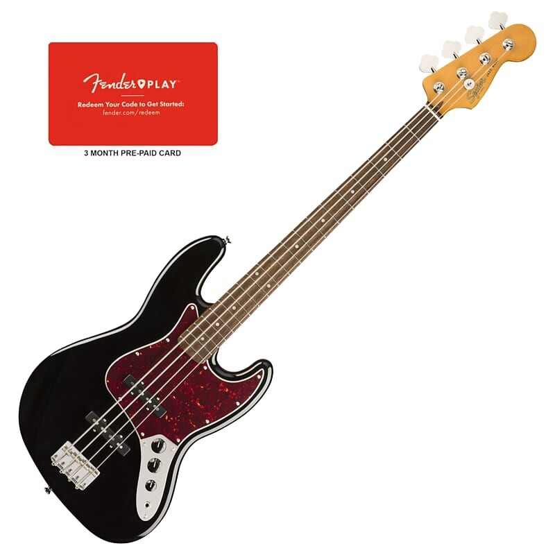 

Squier Classic Vibe '60s Jazz Bass, накладка на гриф Laurel, черный цвет с Fender Play