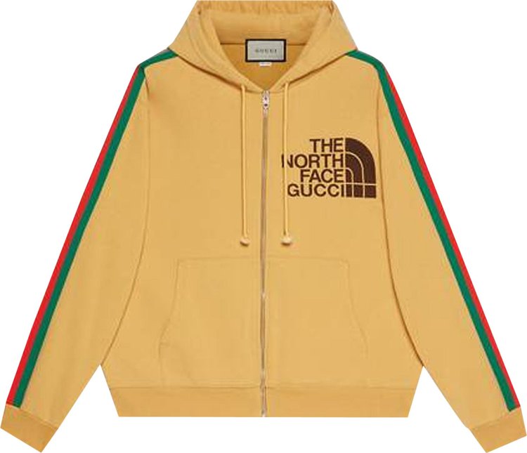 цена Толстовка The North Face x Gucci Web Print Cotton Sweatshirt Yellow, желтый