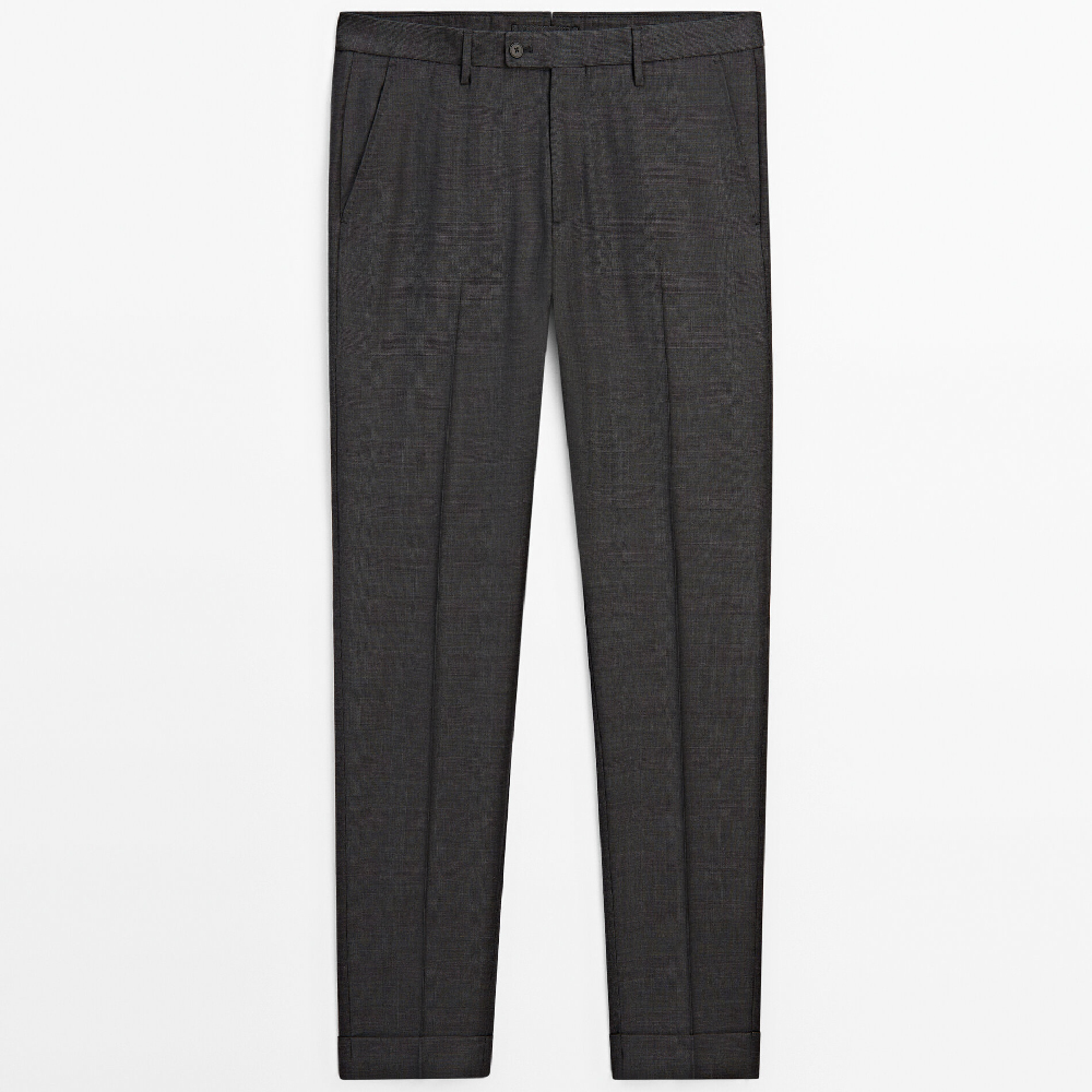 Брюки Massimo Dutti 100% Wool Checked Suits, серый брюки massimo dutti размер 48 бежевый