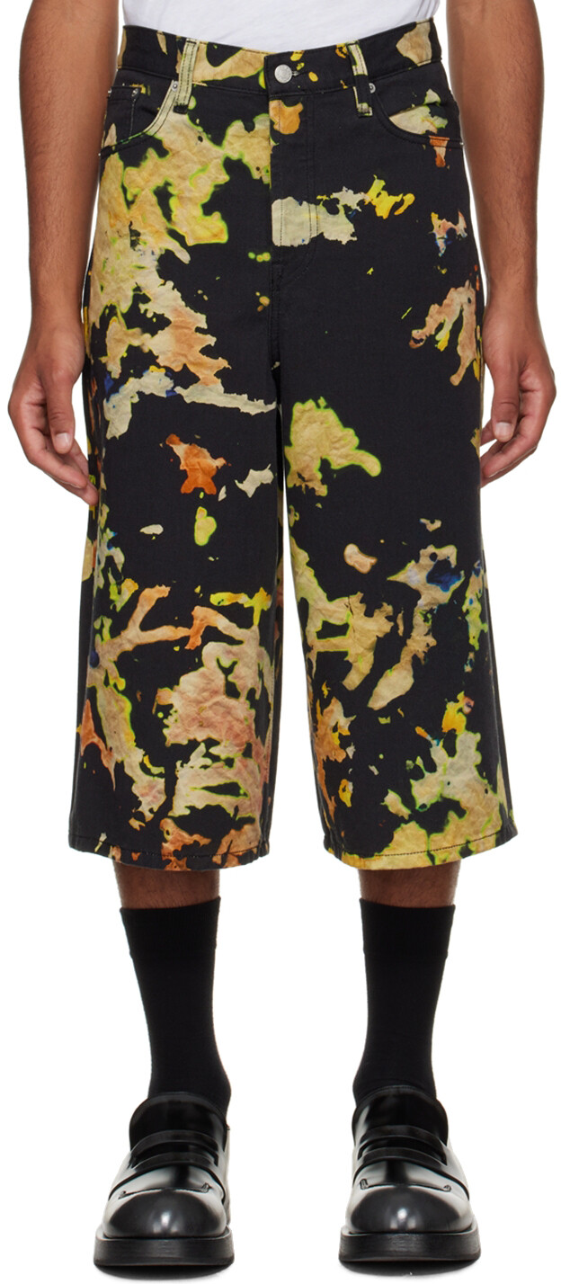 

Черно-желтые шорты Ink Splat Dries Van Noten