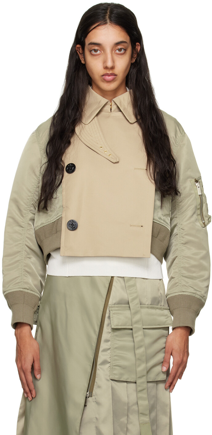 

Хаки и бежевый укороченный бомбер sacai