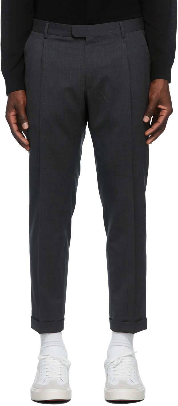 

Серые шерстяные брюки со складками Z Zegna