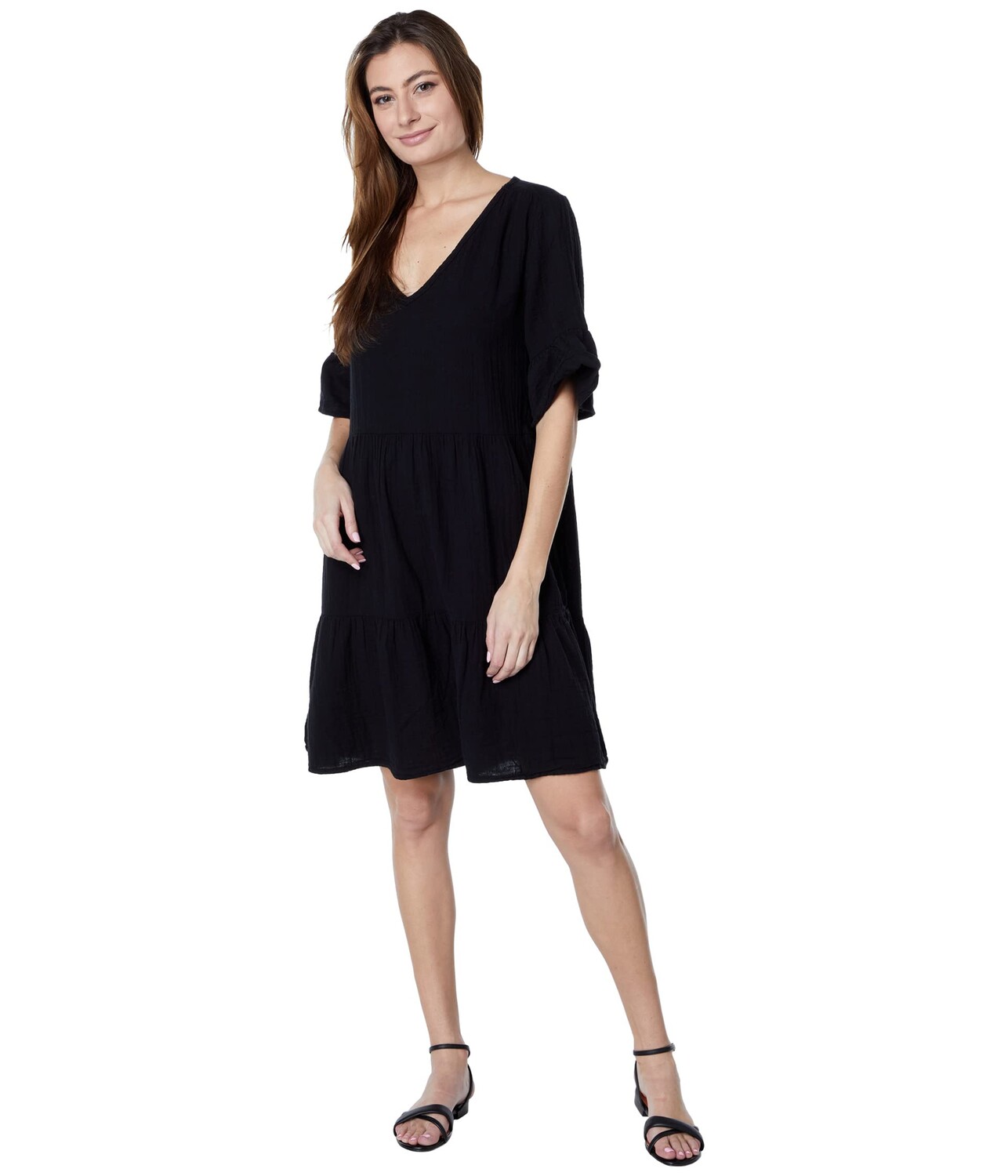 

Платье Dylan by True Grit, Shea Cotton Gauze Dress with Slub Sleeve Contrast