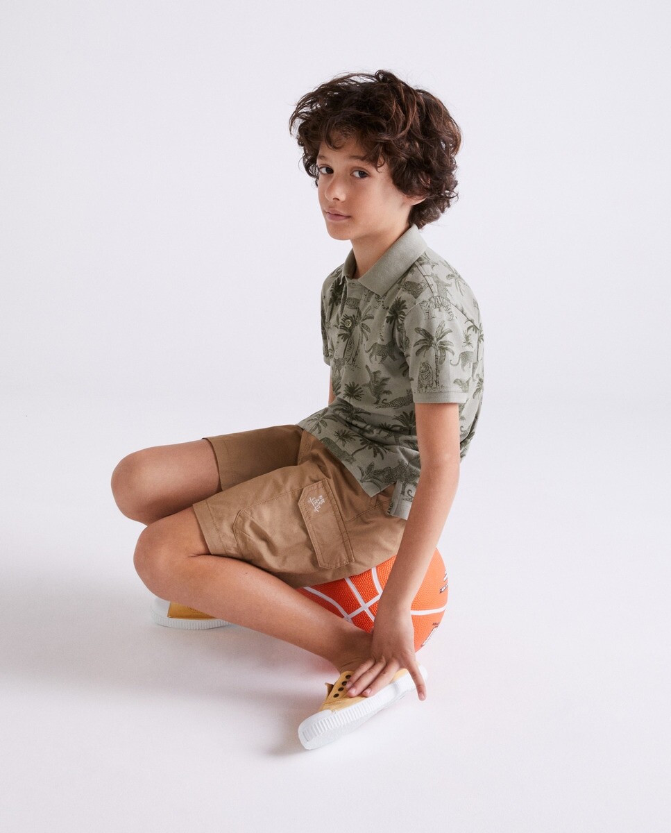 

Резиновые шорты карго из поплина для мальчика Kids El Corte Inglés, кэмел