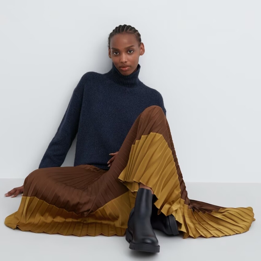 

Юбка Uniqlo Pleated, коричневый