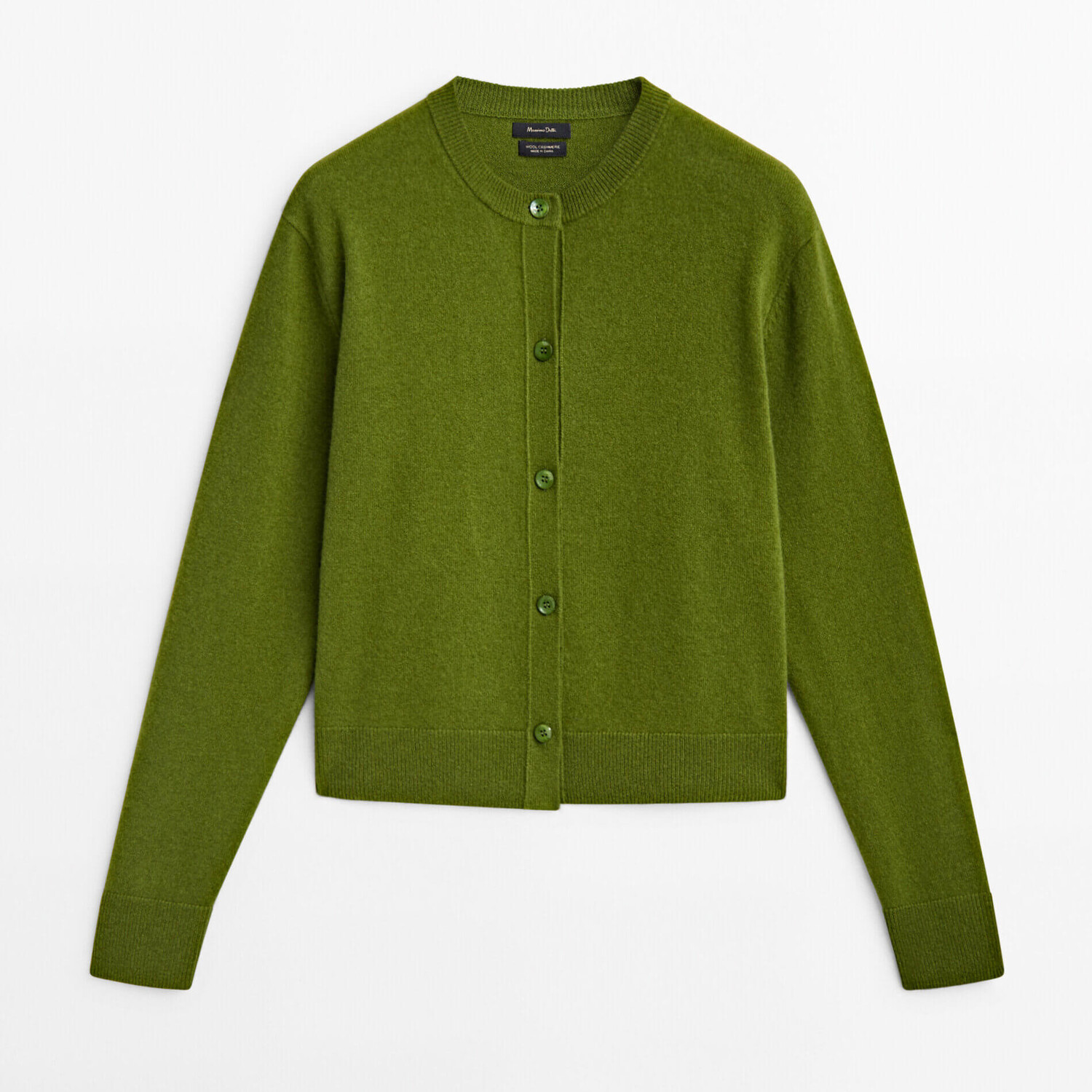 

Кардиган Massimo Dutti Wool And Cashmere Blend Knit, зеленый
