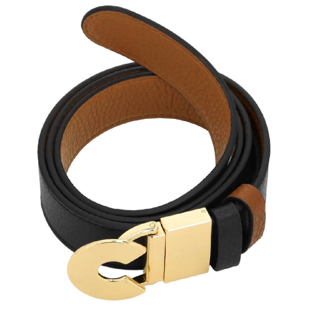 

Ремень Coccinelle Grained Leather Logo C Reversible, черный/коричневый