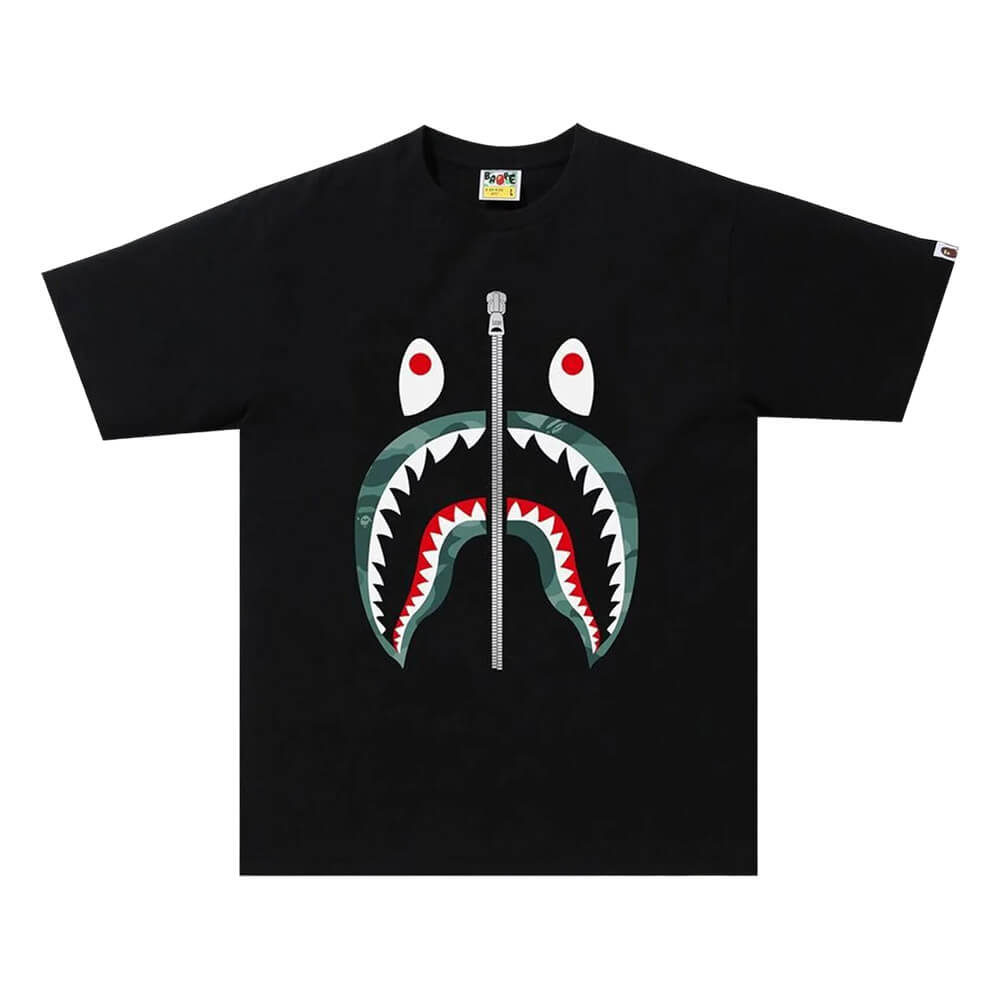 Футболка Bape Color Camo Shark, черный/зеленый - фото