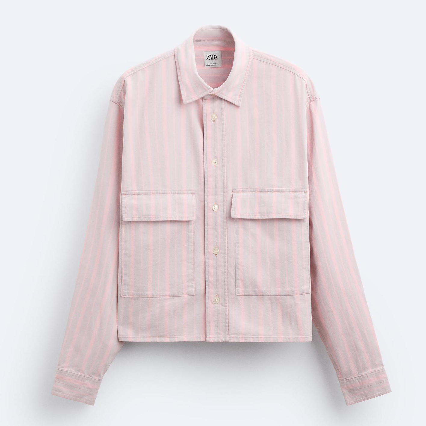 Рубашка Zara Cropped Striped, розовый