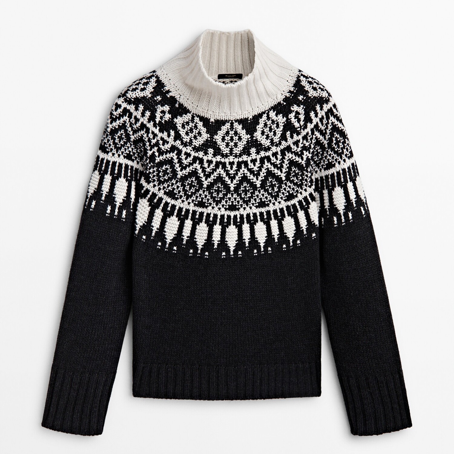 

Свитер Massimo Dutti High Neck Jacquard Knit, темно-серый