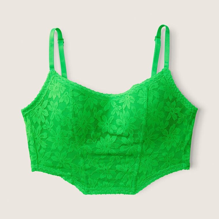 

Кружевной корсетный топ Victoria's Secret Pink Lightly Lined, зеленый