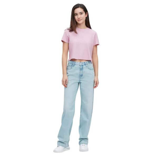 

Футболка Uniqlo Slub Cotton Cropped Short Sleeved, розовый