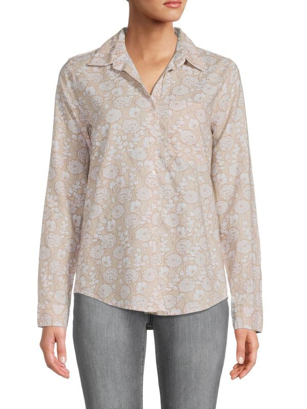 

Рубашка Saks Fifth Avenue из смесовой льняной ткани, бежевый