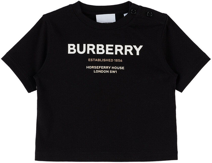 

Детская черная футболка с принтом Burberry