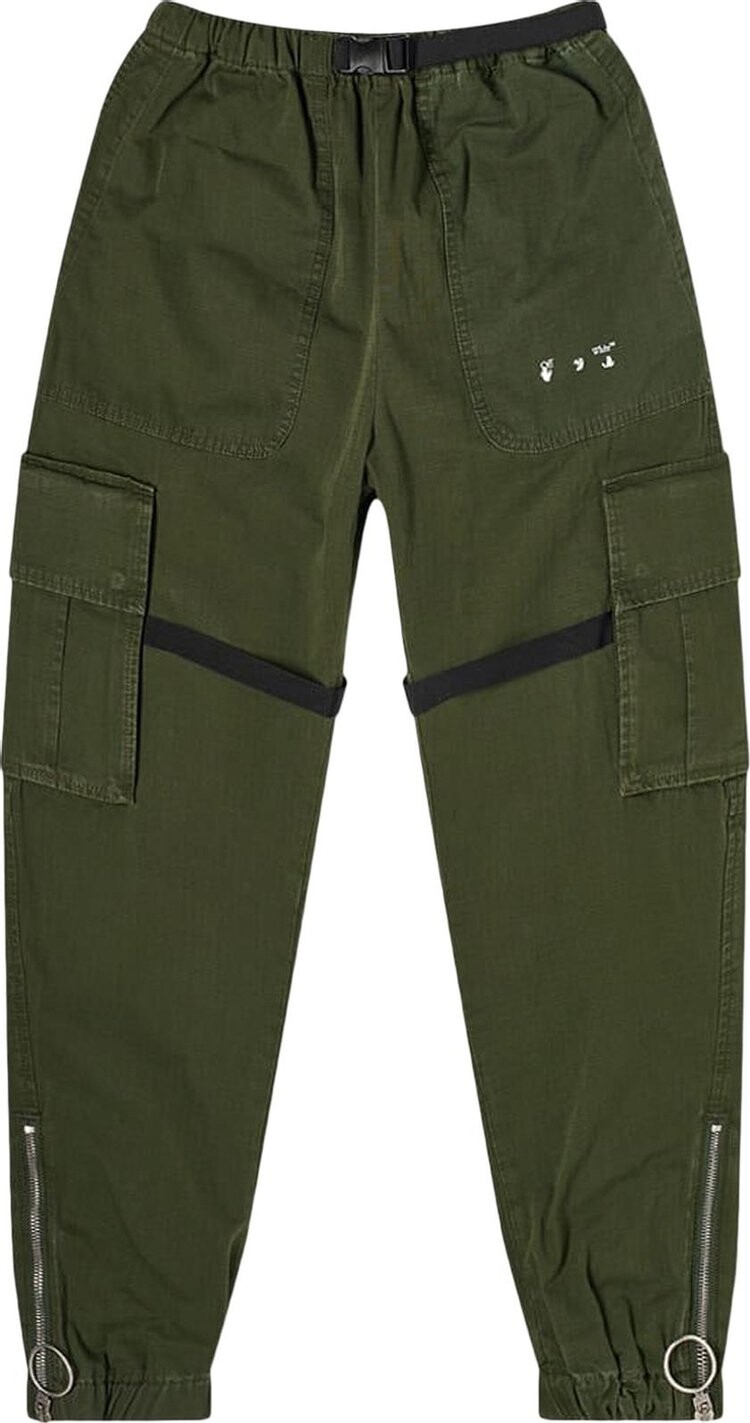 

Брюки Off-White Parachute Cargo Pant 'Kombu Green/White', зеленый