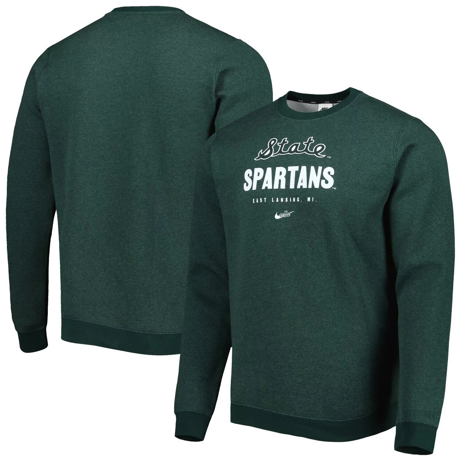 

Мужской флисовый пуловер с капюшоном Heather Green Michigan State Spartans Vault Stack Club Nike