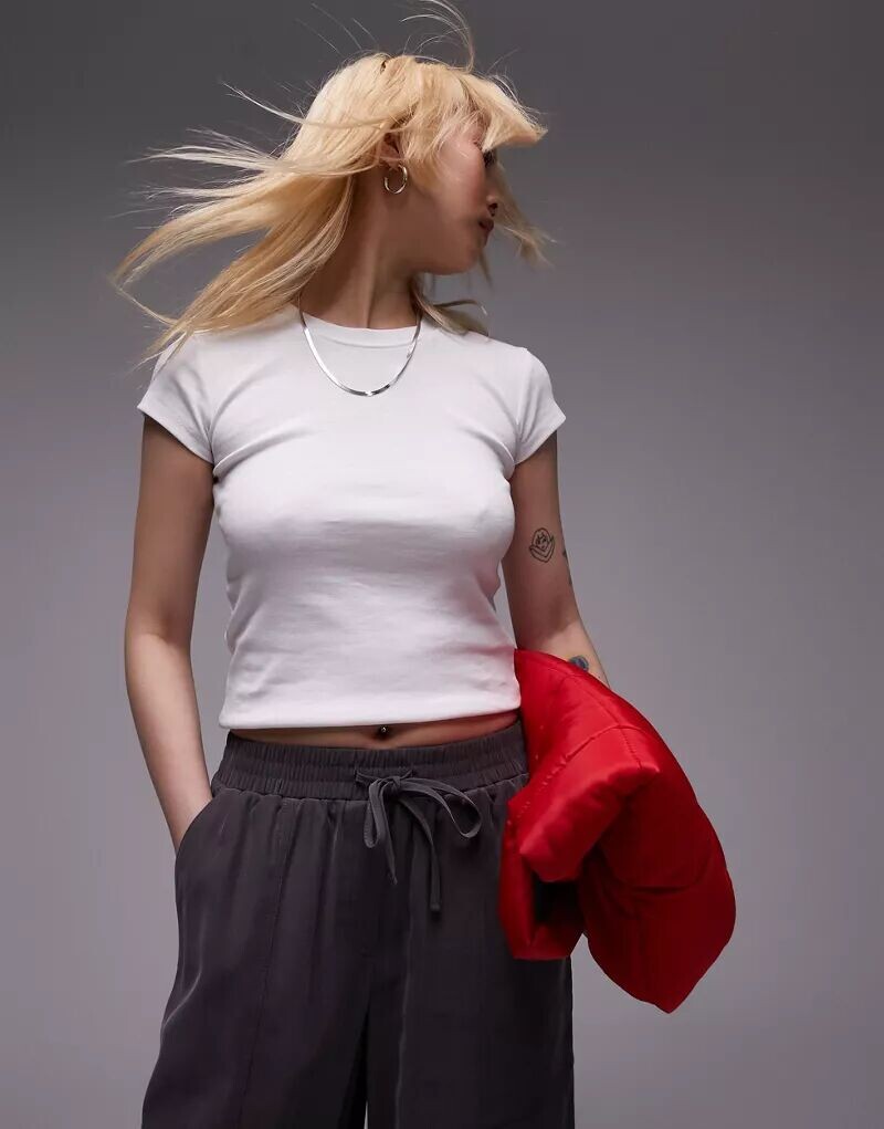 

Белая повседневная удлиненная футболка Topshop