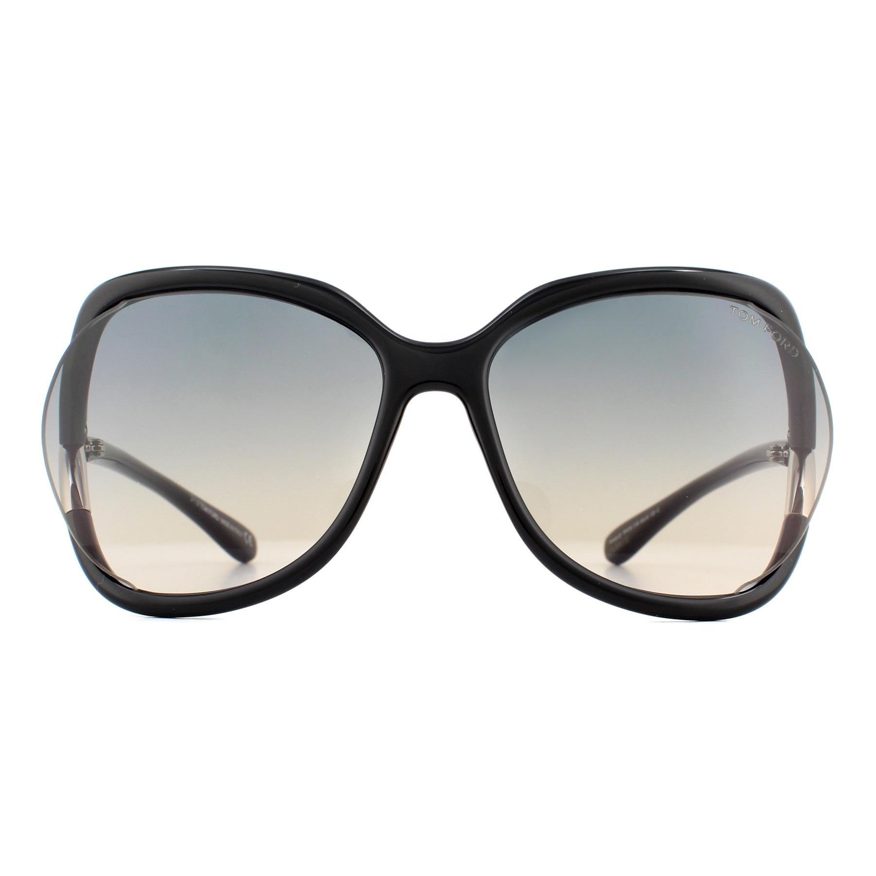 цена Квадратные блестящие черные дымчато-серые солнцезащитные очки с градиентом Tom Ford, черный