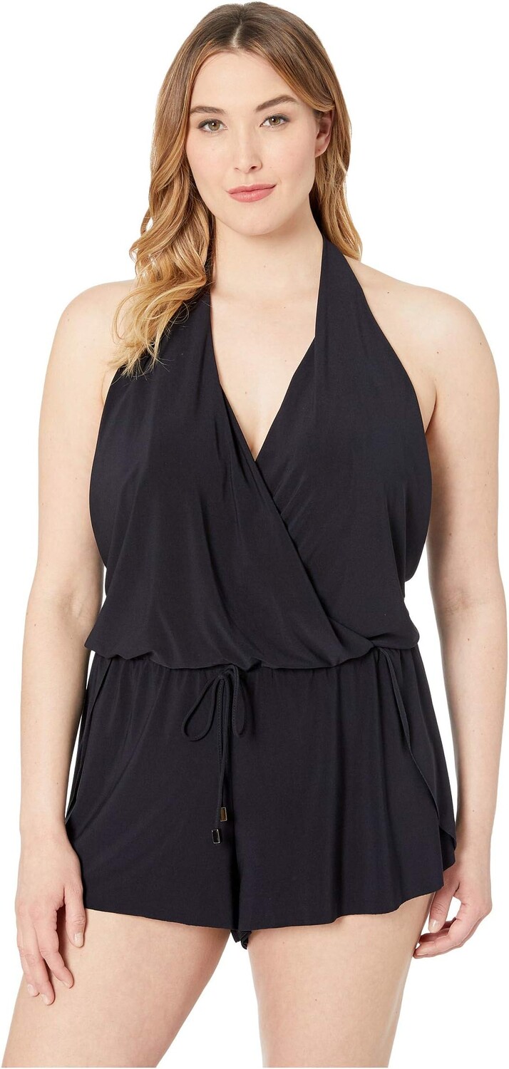 

Накидка Plus Size Solid Bianca Romper One-Piece Magicsuit, черный