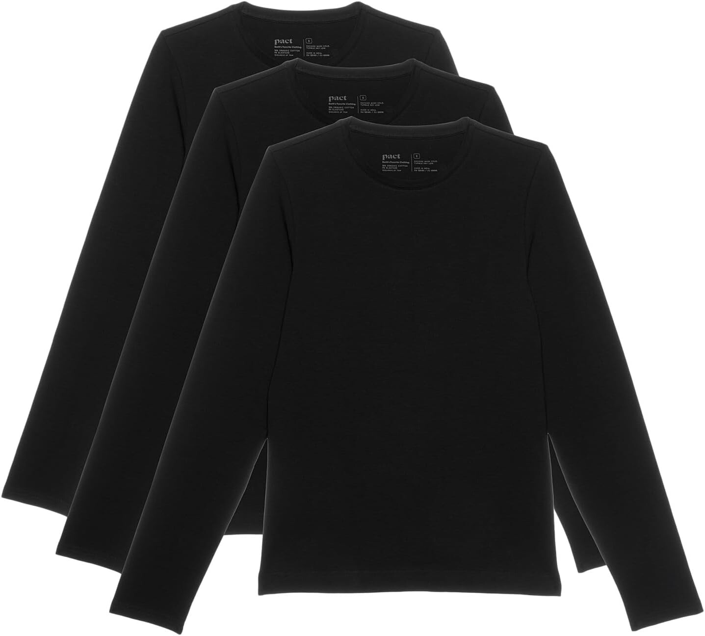

Лонгслив PACT Cool Stretch Long Sleeve Crew Undershirt 3-Pack, черный