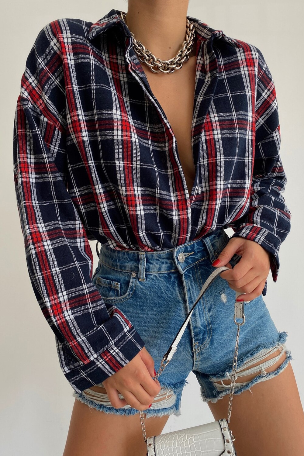 

Рубашка - Темно-синяя - Oversize Trend Alaçatı Stili, темно-синий