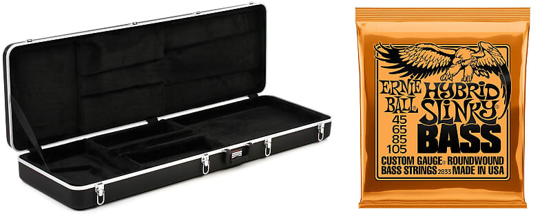 

Gator GC-Bass Deluxe Формованный ABS корпус для электробас-гитары Комплект с Ernie Ball 2833 Hybrid Slinky Nickel Wound Electric Bass Guitar Strings - .045-.105 Ernie Ball + Gator P02833=1 GC-Bass=1