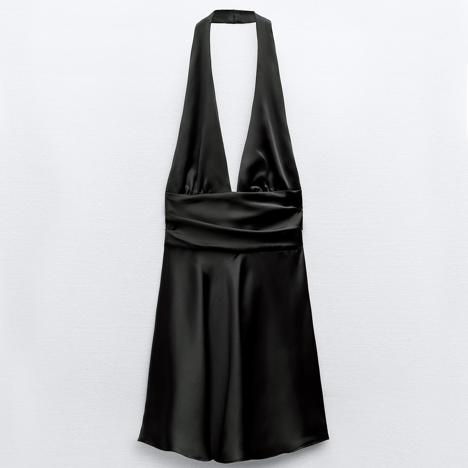 Платье Zara Satin Halter, черный платье zara rhinestone halter черный