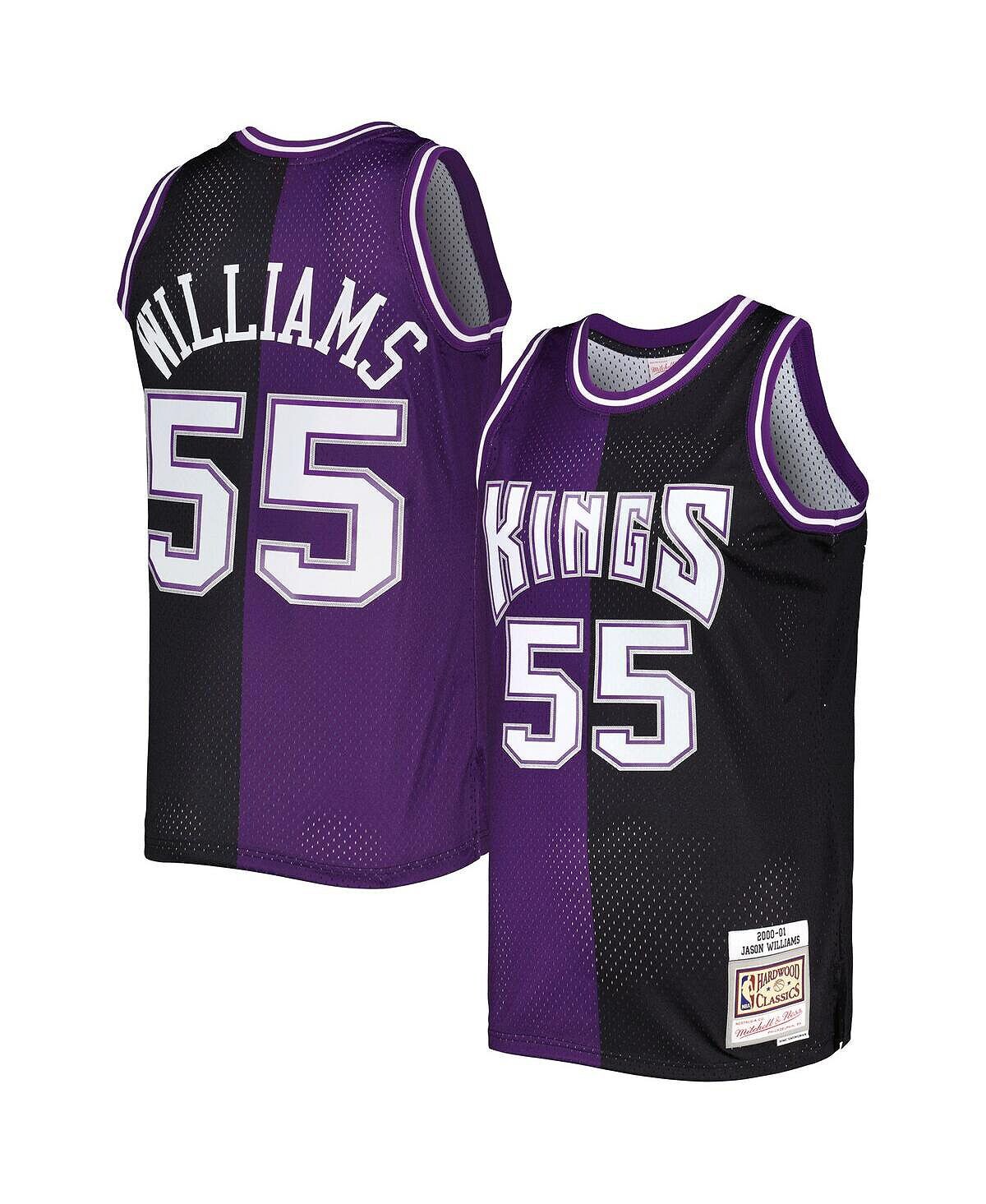 

Мужская футболка jason williams purple, black sacramento kings hardwood classics 2000-01 split swingman jersey Mitchell & Ness, мульти